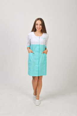 Халат медицинский Фламинго. COTTON. Белый / ментол (544787) Халат медицинский Фламинго. COTTON. Белый / ментол (544787) фото 1