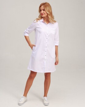 Medical gown women's Manhattan white with ash pink 157-481-679 (6613599) Medical gown women's Manhattan white with ash pink 157-481-679 (6613599) фото 1