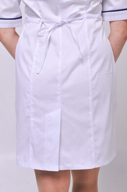 Женский медицинский халат Лия COTTON Белый + темно-синий (отделка) (544771) Женский медицинский халат Лия COTTON Белый + темно-синий (отделка) (544771) фото 5